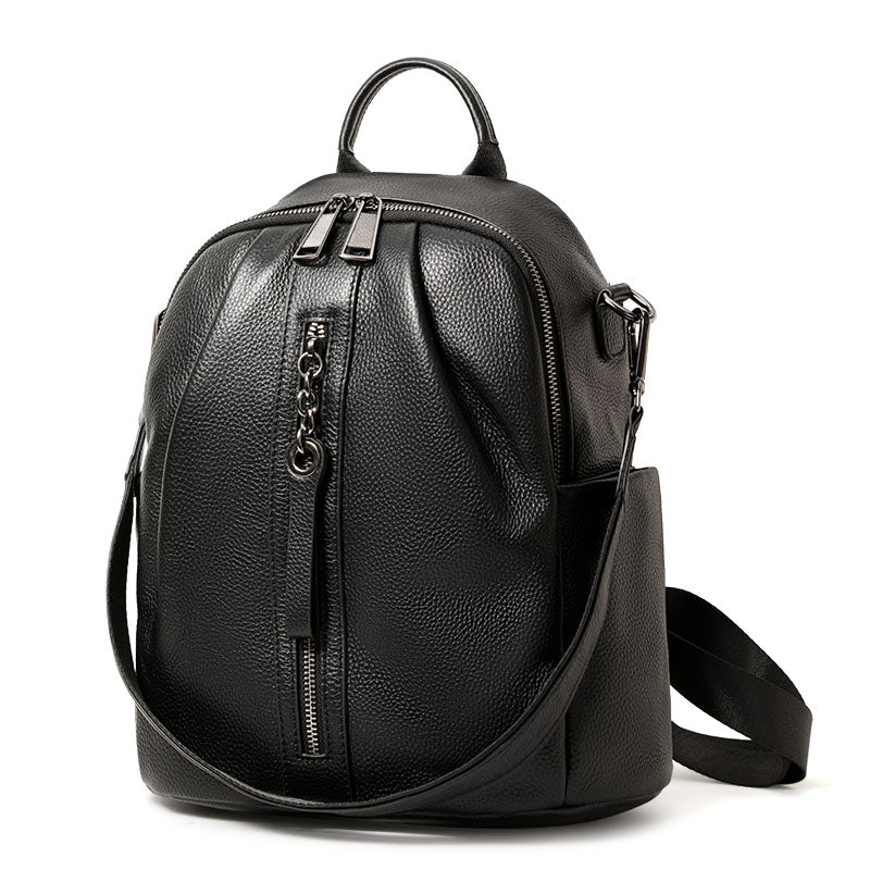 Genuine Cowhide,Pebble Soft Grain,Rounded Backpack,Women Anti Theft Convertible Bag,Backpack Carry,Cross Shoulder Carry,Daily Commute,Short Travel