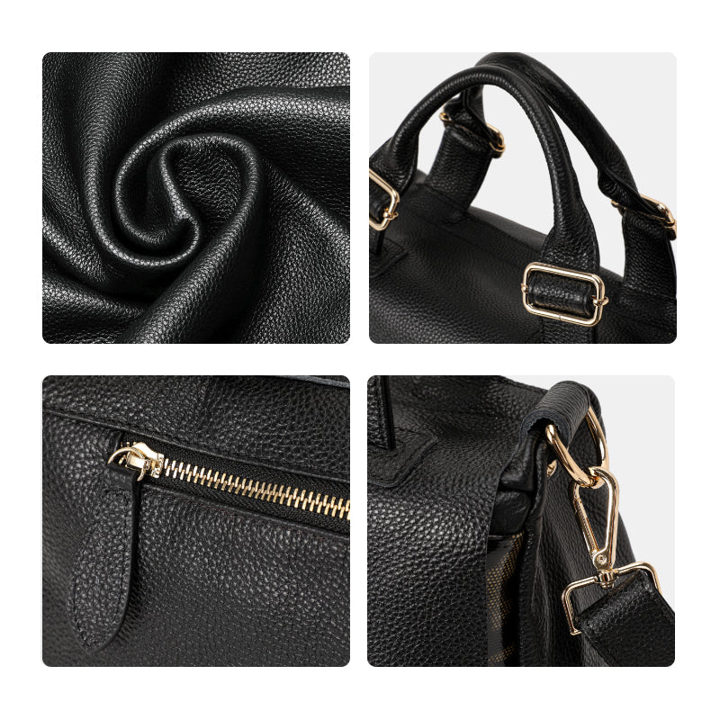 Genuine Cowhide Women Shoulder Bag,Pebble Leopard Grain Flap Pillow Handbag Adjustable Strap Multi Layer Inner Pockets