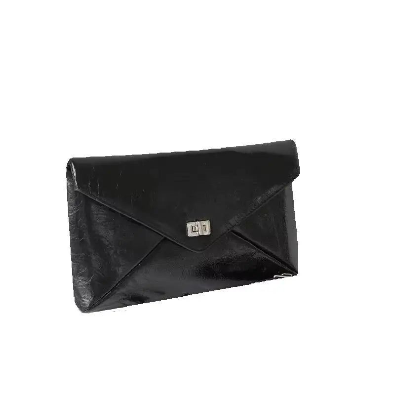 Genuine Cowhide Envelope Clutch Bag, Metal Lock Crossbody Purse,Aidrani Women Leather Handbag for Party Wedding Dinner Daily Use