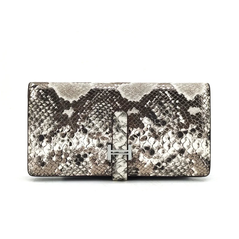 Genuine Cowhide Snake Print Wallet, Long Bifold Card Holder Purse, Aidrani Women Leather Clutch for Daily Use Travel Shopping