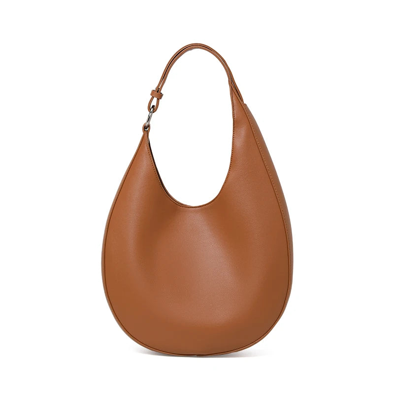 Aidrani Niche Design Crescent Bag for Ladies, Semicircular Genuine Leather Underarm Handbag, Single Shoulder Crossbody Tote Bag