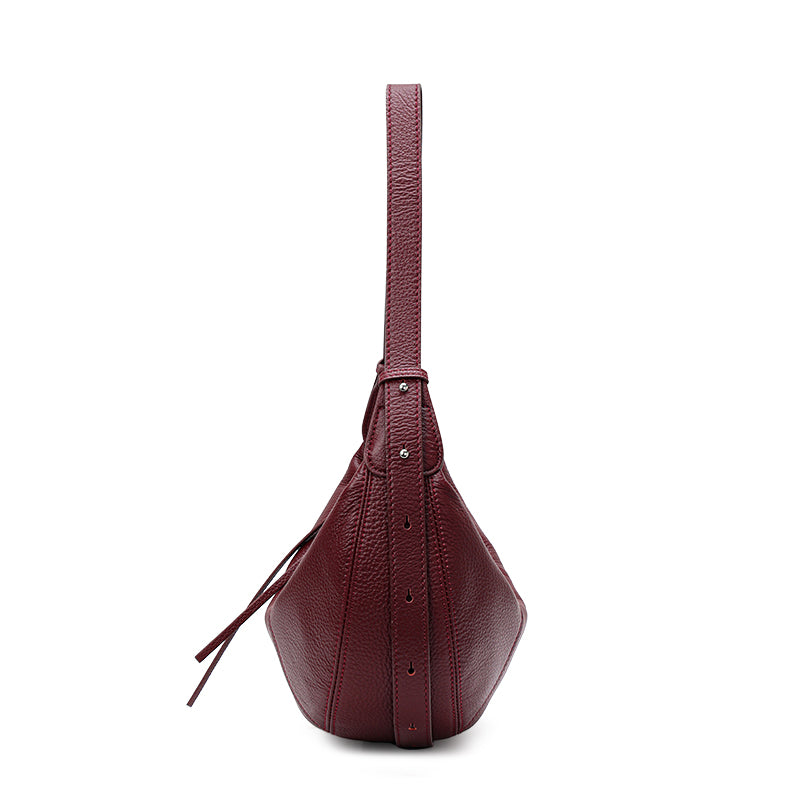 Genuine Cowhide Womens Bag,Pebbled Crescent Hobo Purse,Dual Replaceable Straps Minimal Underarm Crossbody Shoulder Bag
