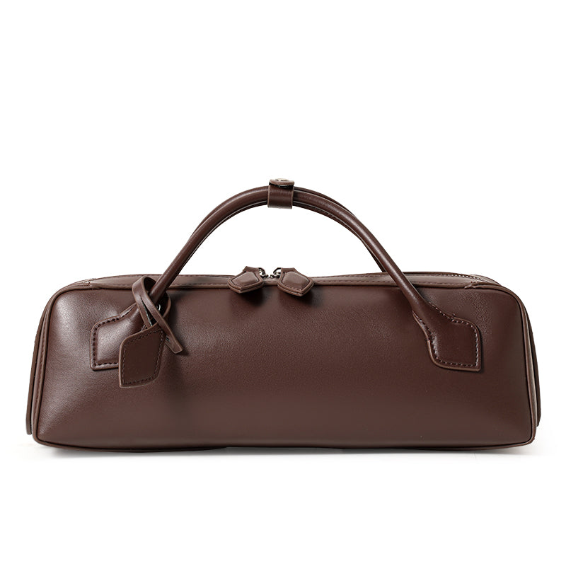 Genuine Cowhide,Smooth Plain Grain,Long Rectangular Bag,Women Hand Underarm Bag,Vintage Convertible Crossbody Bag,Hand Carry,Cross Shoulder Carry,Daily Commute,Short Travel