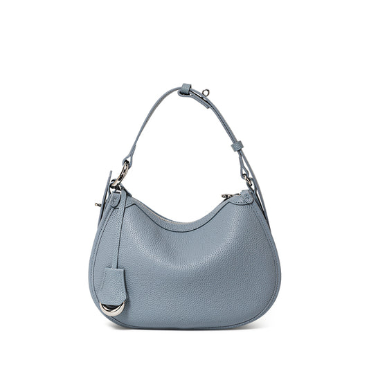 Genuine Cowhide Grain Crescent Hobo Bag,Dual Adjustable Leather Straps Multi Compartment Womens Crossbody Shoulder Purse
