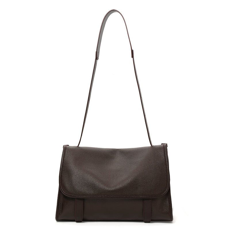 Top Layer Cowhide Women Shoulder Bag,Pebbled Flap Envelope Crossbody Messenger Bag Multi Pocket Adjustable Strap