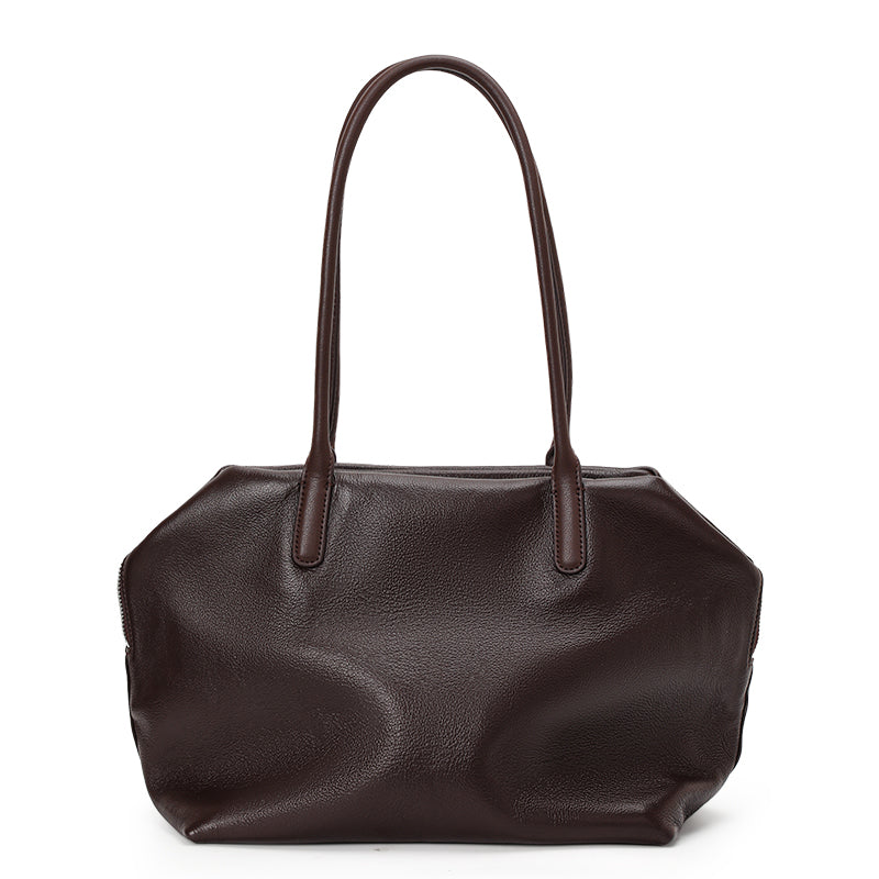 Genuine Cowhide Womens Handheld Tote,Pebbled Grain Large Capacity Shoulder Bag,Multi Compartment Daily Commute Handbag