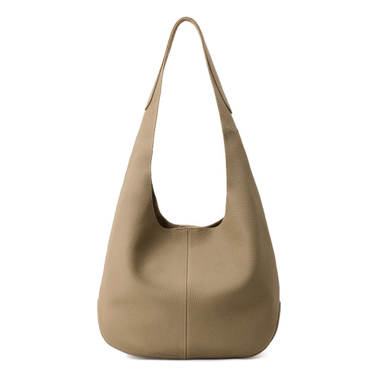 Genuine Cowhide Women's Hobo Tote Bag, Pebbled Grain Combo Shoulder Purse, Large Capacity Commute Mother Daughter Handbag