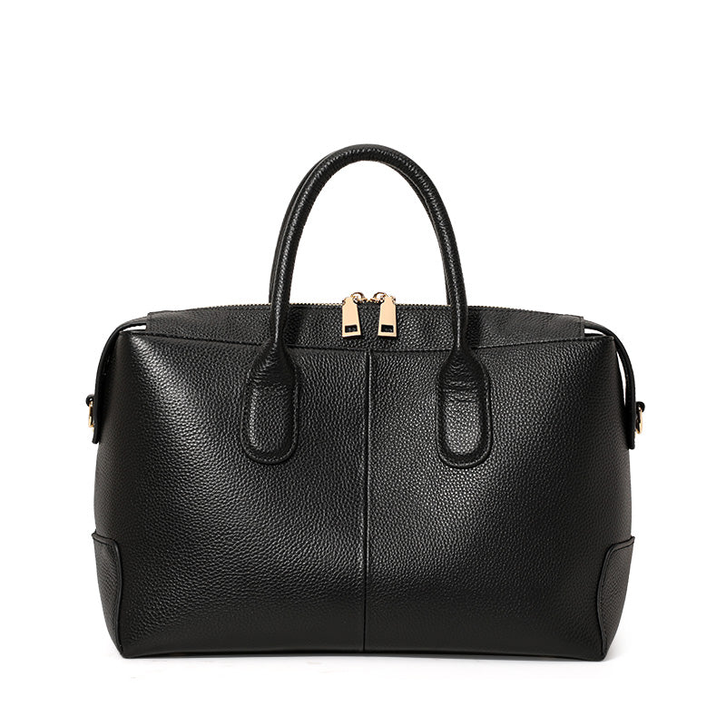 Genuine Cowhide,Pebble Grain,Horizontal Zip Handbag,Women Detachable Strap Bag,Hand Carry,Cross Shoulder Carry,Office Commute,Daily Travel