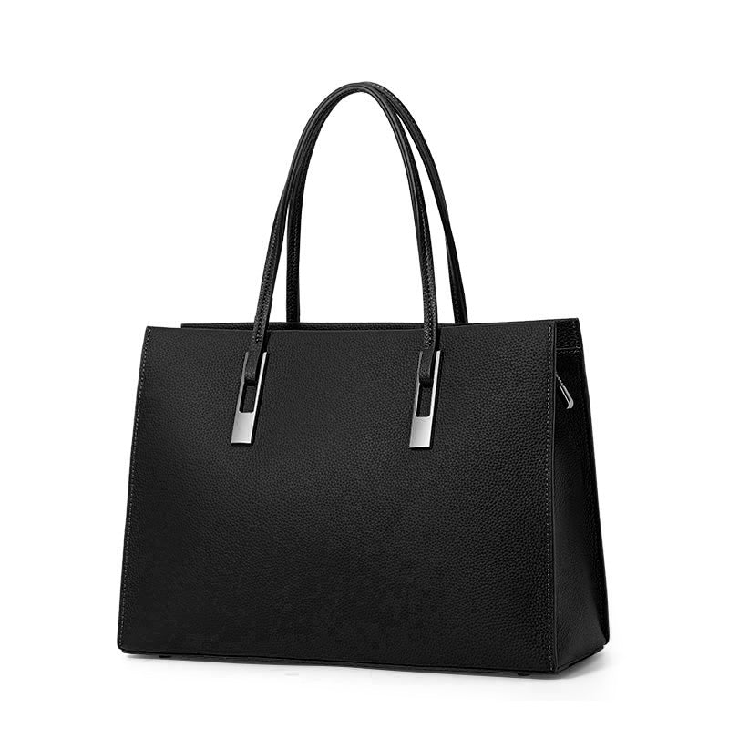 Genuine Cowhide,Pebble Grain,Square Business Tote Bag,Women Detachable Strap Bag,Hand Carry,Cross Shoulder Carry,Business Work,Daily Commute