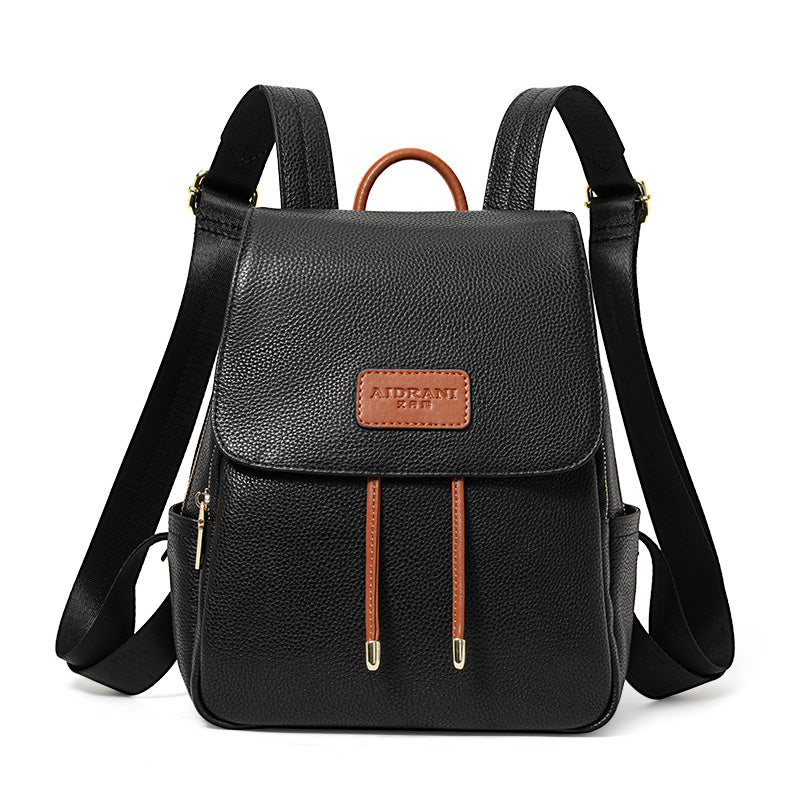 Genuine cowhide,pebble grain,flap backpack,women daily bag,convertible handbag,backpack carry,single shoulder cross carry,daily commute,short travel