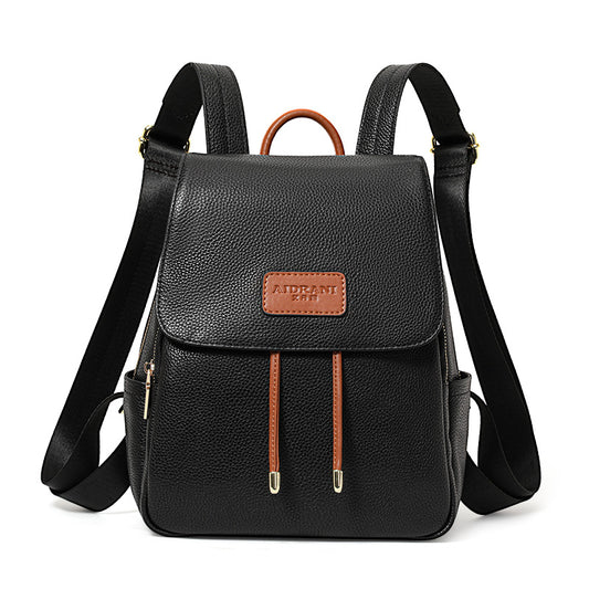 Genuine cowhide,pebble grain,flap backpack,women daily bag,convertible handbag,backpack carry,single shoulder cross carry,daily commute,short travel