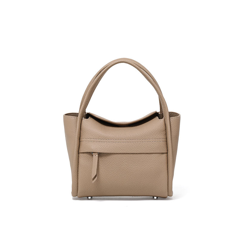 Genuine Cowhide Soft Pebbled Tote Purse,Detachable Adjustable Strap Multi Inner Pocket Elephant Grey Casual Travel Womens Structured Handbag