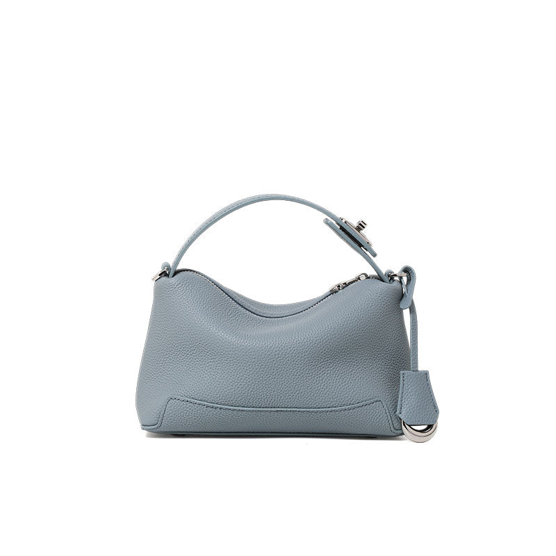 Genuine Cowhide Pebbled Mini Hobo Handbag,Detachable Adjustable Crossbody Strap Multi Compartment Womens Two Way Carry Shoulder Purse