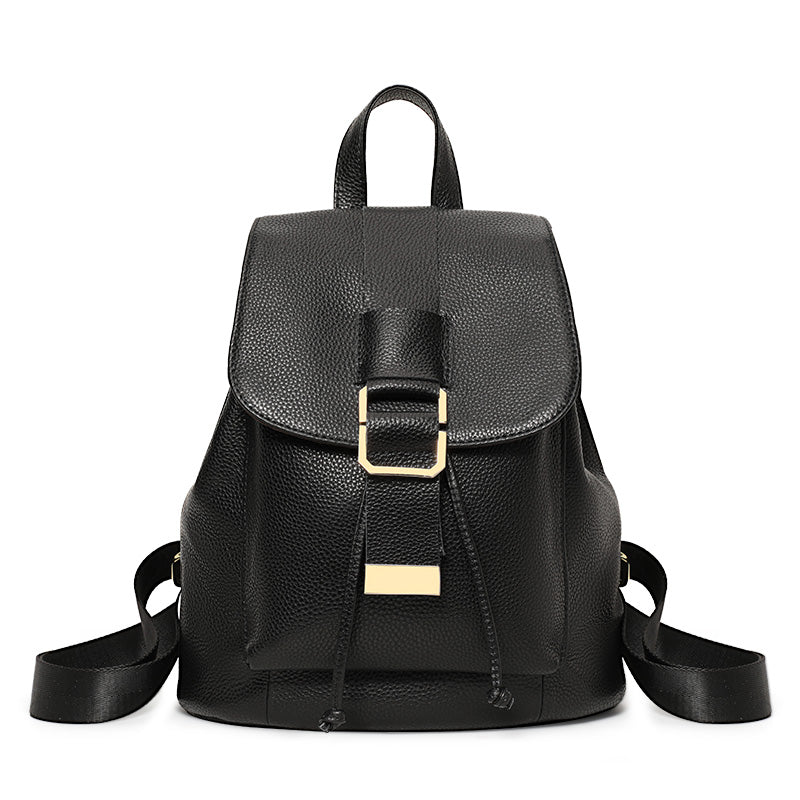 Genuine Cowhide,Pebble Grain,Flap Drawstring Backpack,Women Anti Theft Convertible Bag,Dual Shoulder Carry,Cross Carry,Daily Outing,Short Trip