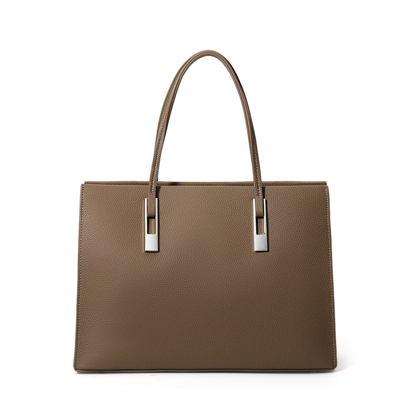 Genuine Cowhide,Pebble Grain,Square Business Tote Bag,Women Detachable Strap Bag,Hand Carry,Cross Shoulder Carry,Business Work,Daily Commute
