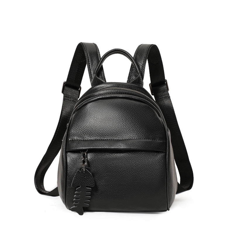 Genuine Cowhide,Pebble Grain,Mini Round Backpack,Women Anti Theft Multi Function Bag,Dual Shoulder Carry,Cross Carry,Daily Shopping,Short Trip