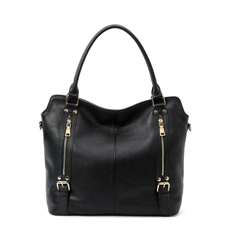 Genuine Cowhide Color Block Pebbled Womens Oversized Hobo Tote Bag,Soft Spacious Multi Zipper Pocket Travel Crossbody Shoulder Handbag