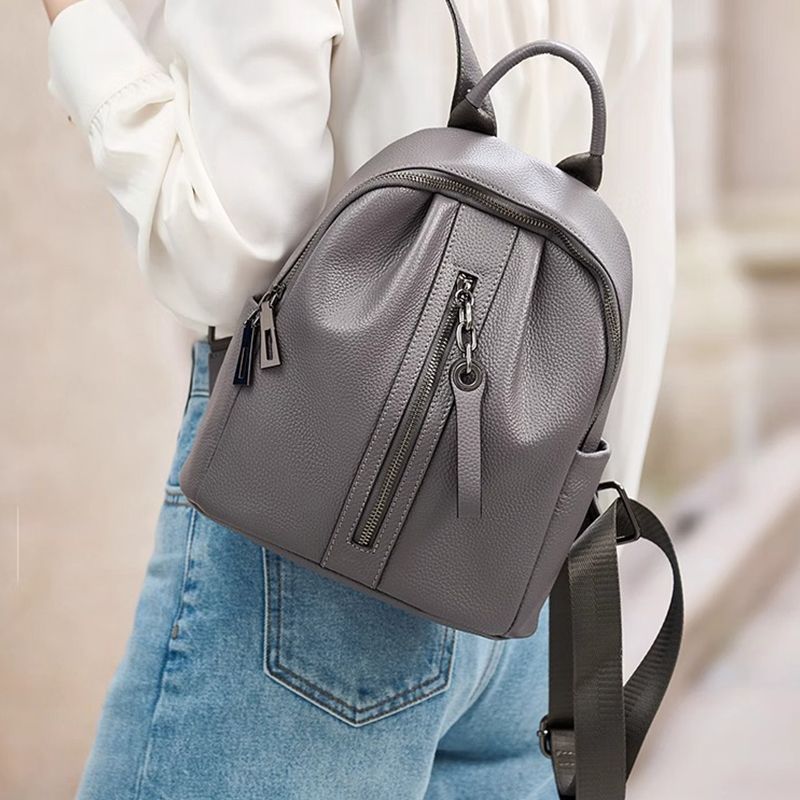 Genuine Cowhide,Pebble Soft Grain,Rounded Backpack,Women Anti Theft Convertible Bag,Backpack Carry,Cross Shoulder Carry,Daily Commute,Short Travel