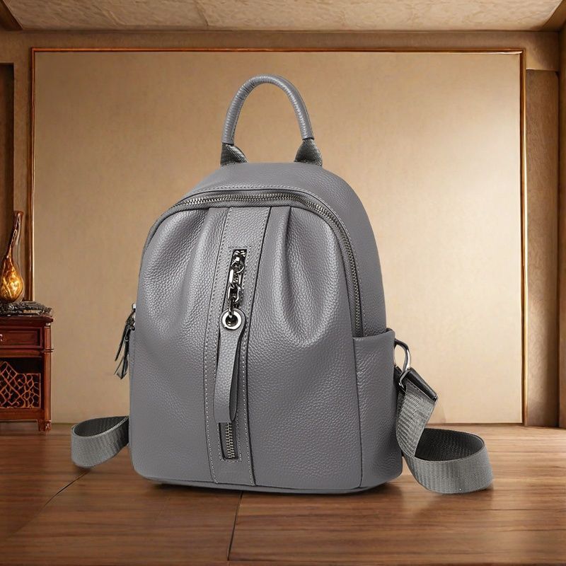 Genuine Cowhide,Pebble Soft Grain,Rounded Backpack,Women Anti Theft Convertible Bag,Backpack Carry,Cross Shoulder Carry,Daily Commute,Short Travel