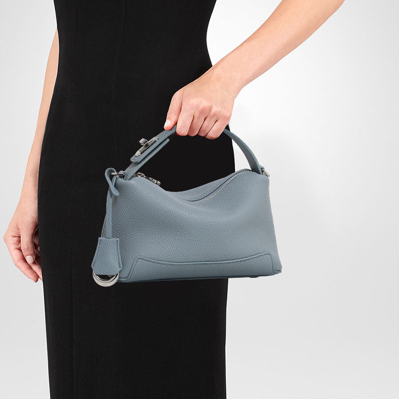 Genuine Cowhide Pebbled Mini Hobo Handbag,Detachable Adjustable Crossbody Strap Multi Compartment Womens Two Way Carry Shoulder Purse