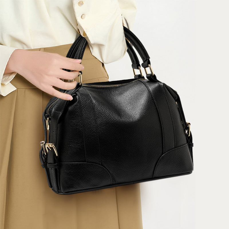 Genuine Cowhide Pebbled Leather Womens Handbag Tote,Soft Large Capacity Detachable Wide Strap Shoulder Crossbody Purse