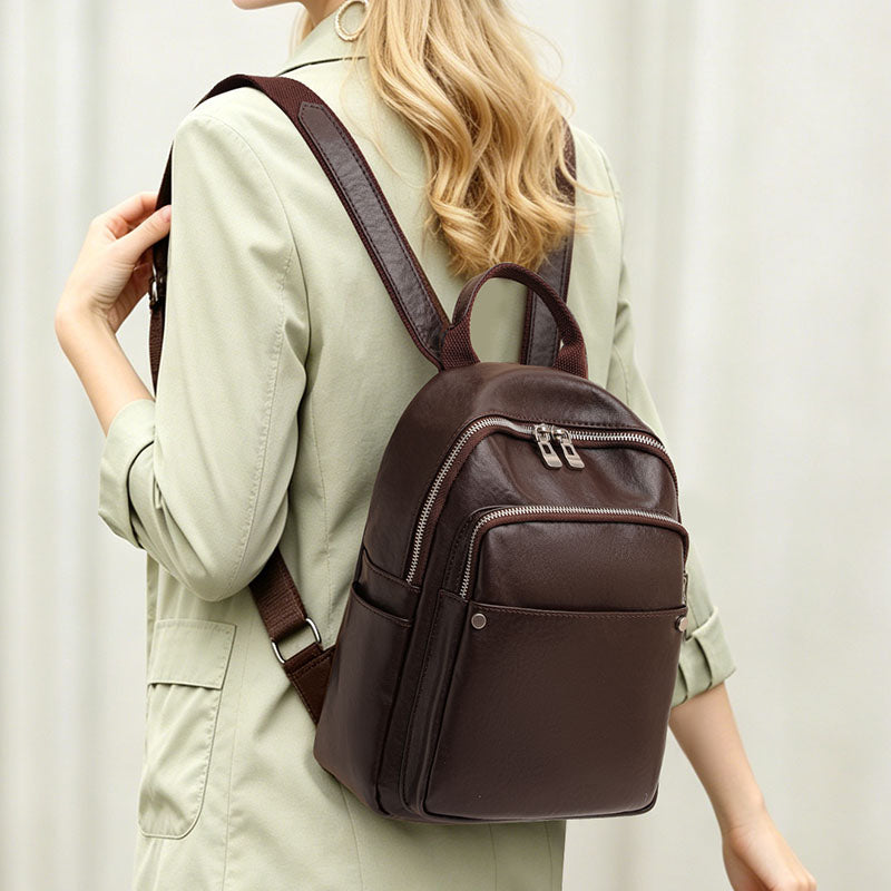 Genuine Cowhide,Smooth Soft Grain,Backpack,Women Anti Theft Convertible Bag,Backpack Carry,Hand Single Shoulder Carry,Daily Commute,Short Travel