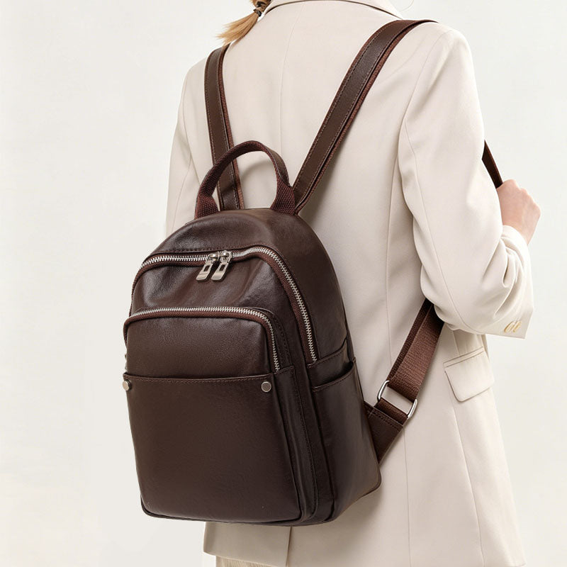 Genuine Cowhide,Smooth Soft Grain,Backpack,Women Anti Theft Convertible Bag,Backpack Carry,Hand Single Shoulder Carry,Daily Commute,Short Travel