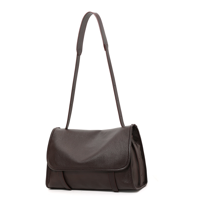 Top Layer Cowhide Women Shoulder Bag,Pebbled Flap Envelope Crossbody Messenger Bag Multi Pocket Adjustable Strap