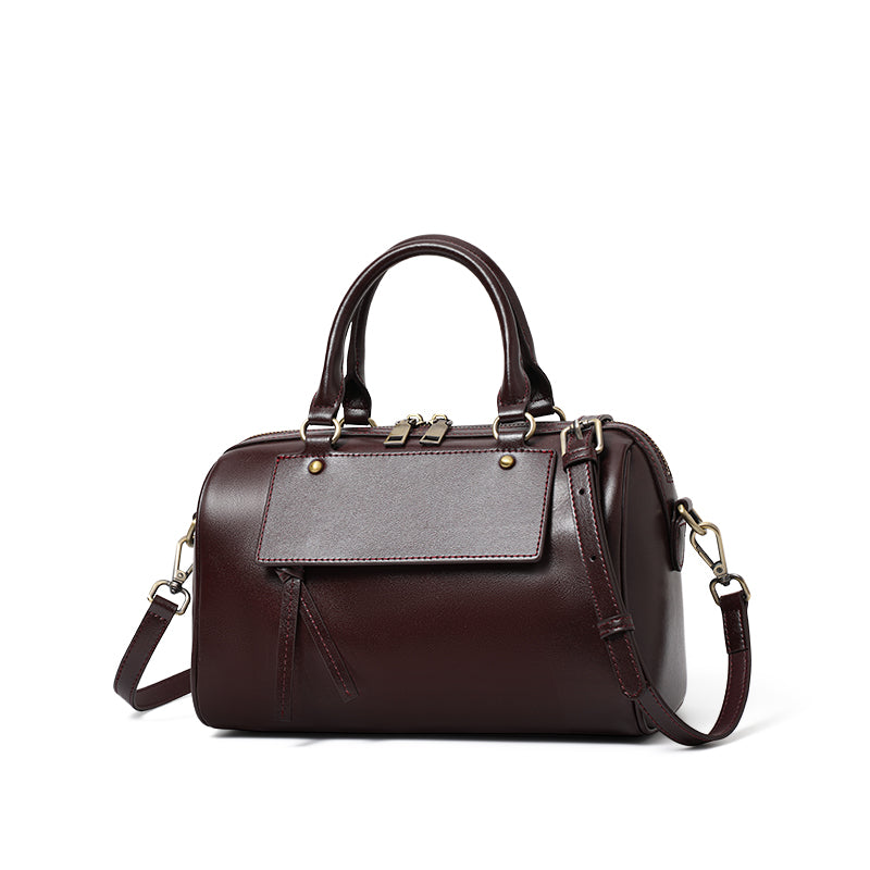 Genuine Cowhide Smooth Wax Womens Pillow Handbag,Detachable Adjustable Leather Shoulder Strap Multi Compartment Daily Crossbody Bag
