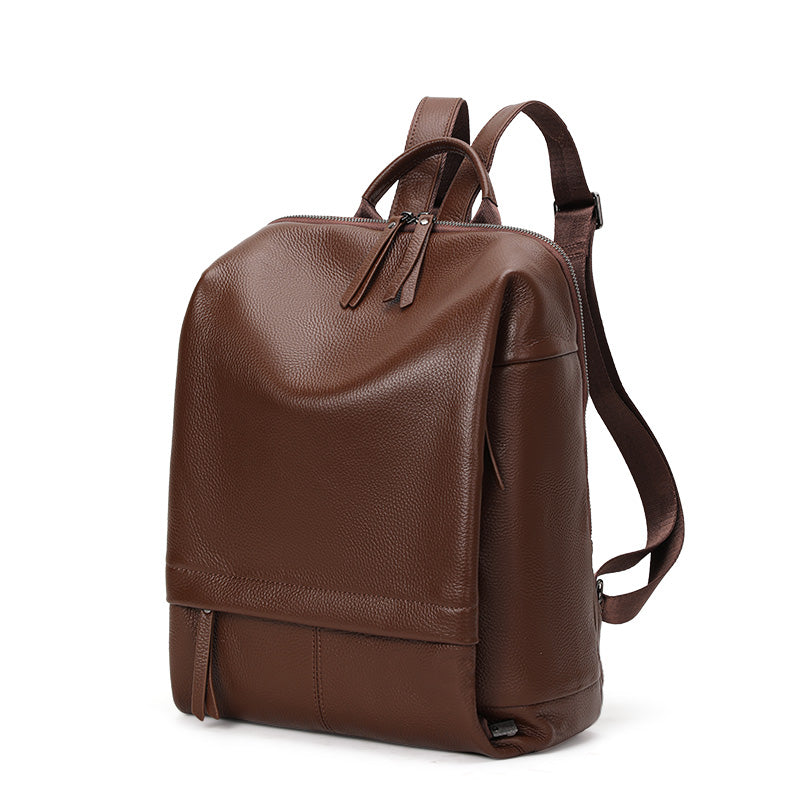 Genuine Cowhide Womens Backpack,Pebbled Grain Vertical Rucksack,Large Capacity Multi Compartment Daily Travel Shoulder Bag