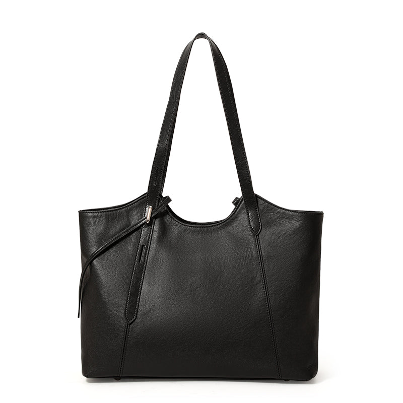 Genuine Cowhide Women Tote Bag,Oil Wax Grain Leather Shoulder Bag,Adjustable Strap Large Capacity Work Handbag