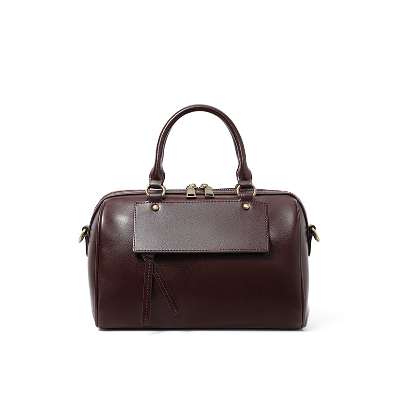 Genuine Cowhide Smooth Wax Womens Pillow Handbag,Detachable Adjustable Leather Shoulder Strap Multi Compartment Daily Crossbody Bag
