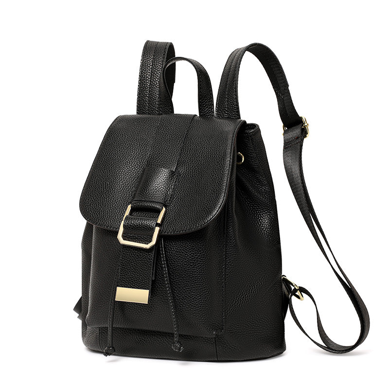 Genuine Cowhide,Pebble Grain,Flap Drawstring Backpack,Women Anti Theft Convertible Bag,Dual Shoulder Carry,Cross Carry,Daily Outing,Short Trip