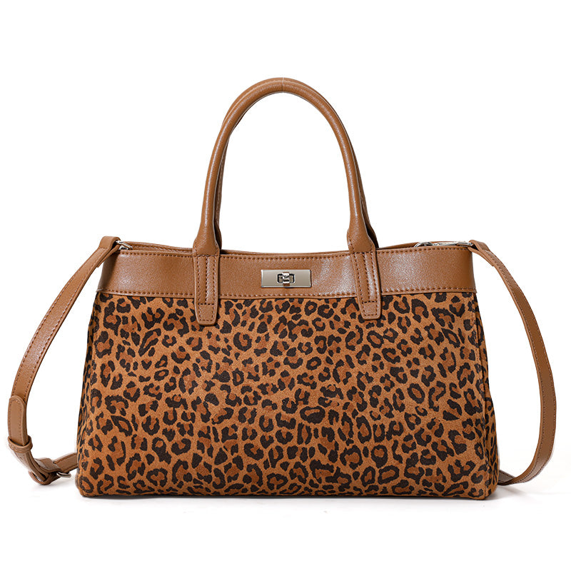Genuine Cowhide Womens Tote Bag,Leopard Print Textured Handheld Purse,Detachable Shoulder Strap Large Capacity Commuter Handbag