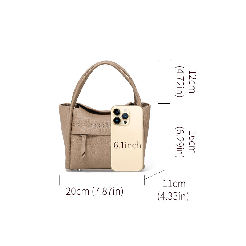Genuine Cowhide Soft Pebbled Tote Purse,Detachable Adjustable Strap Multi Inner Pocket Elephant Grey Casual Travel Womens Structured Handbag