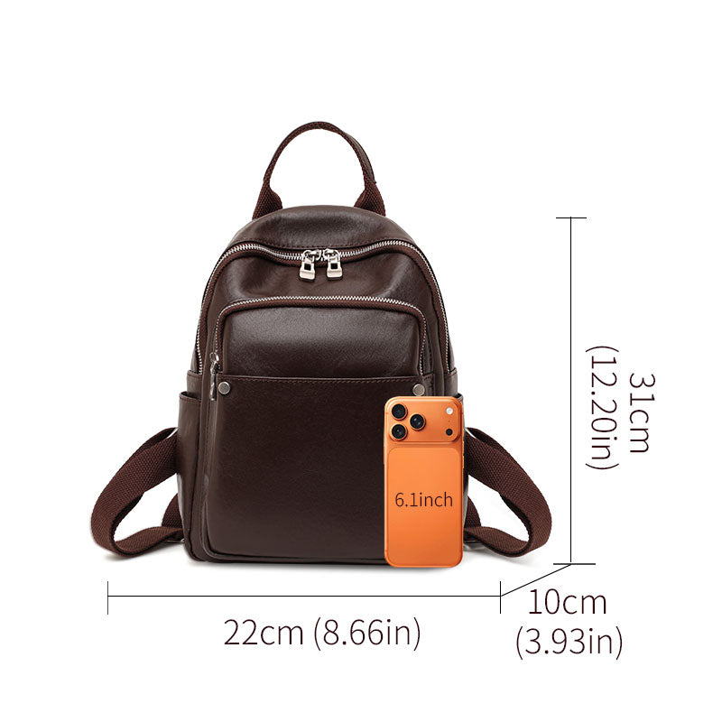 Genuine Cowhide,Smooth Soft Grain,Backpack,Women Anti Theft Convertible Bag,Backpack Carry,Hand Single Shoulder Carry,Daily Commute,Short Travel