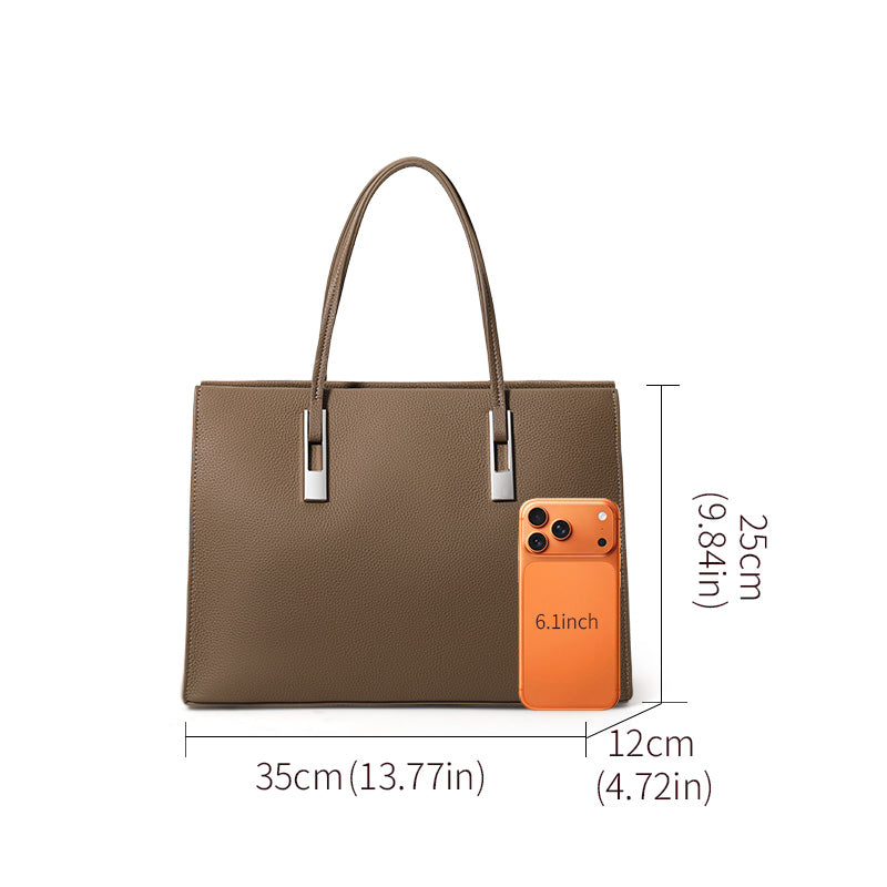 Genuine Cowhide,Pebble Grain,Square Business Tote Bag,Women Detachable Strap Bag,Hand Carry,Cross Shoulder Carry,Business Work,Daily Commute