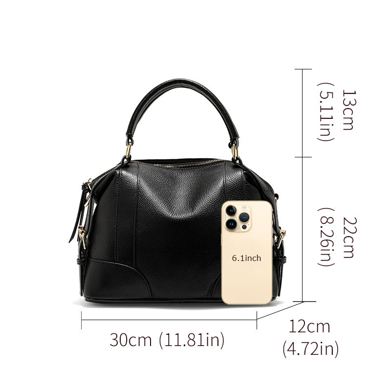 Genuine Cowhide Pebbled Leather Womens Handbag Tote,Soft Large Capacity Detachable Wide Strap Shoulder Crossbody Purse