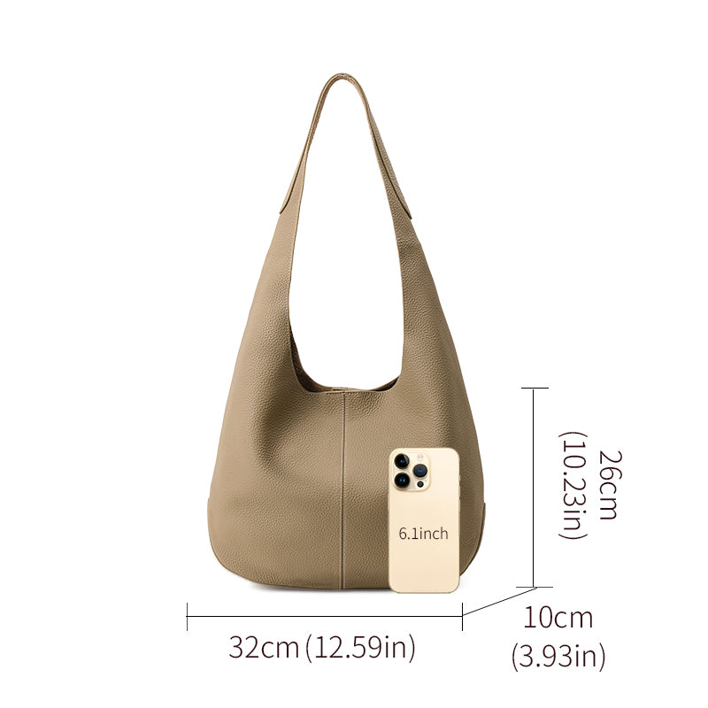 Genuine Cowhide Womens Hobo Tote Bag,Pebbled Grain Combo Shoulder Purse,Large Capacity Commute Mother Daughter Handbag