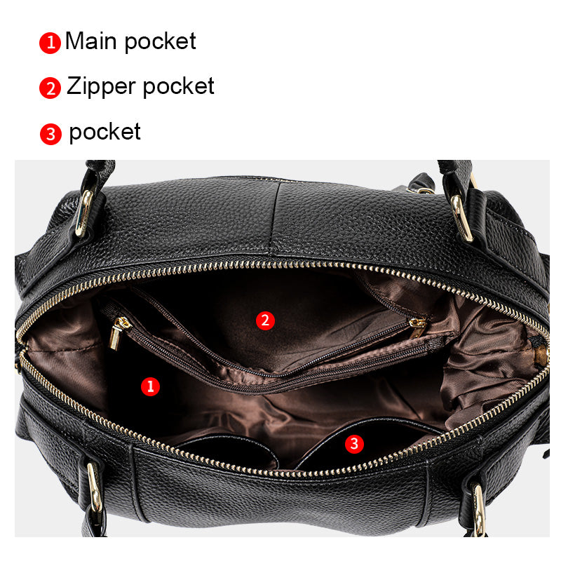 Genuine Cowhide Pebbled Leather Womens Handbag Tote,Soft Large Capacity Detachable Wide Strap Shoulder Crossbody Purse