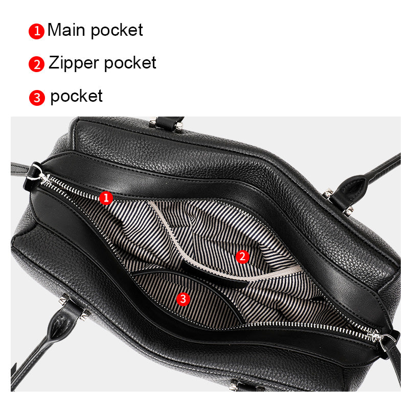 Genuine Cowhide Pebbled Leather Womens Underarm Handbag,Long Cylinder Multi Pocket Minimalist Daily Commute Street Fashion Shoulder Purse