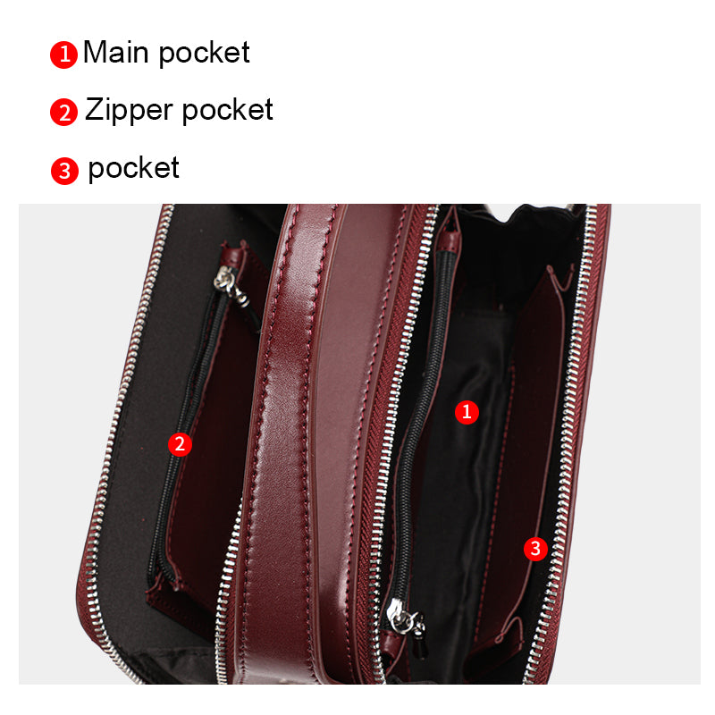 Genuine Smooth Cowhide Womens Box Bag,Multi Compartment Square Purse,Detachable Strap Burgundy Vintage Crossbody Handbag