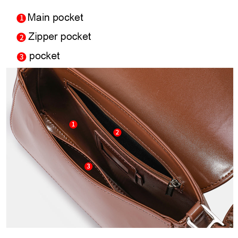 Genuine Cowhide Womens Underarm Crossbody Bag,Glossy Plain Leather Flap Long Purse,Adjustable Strap Vintage Commute Handbag