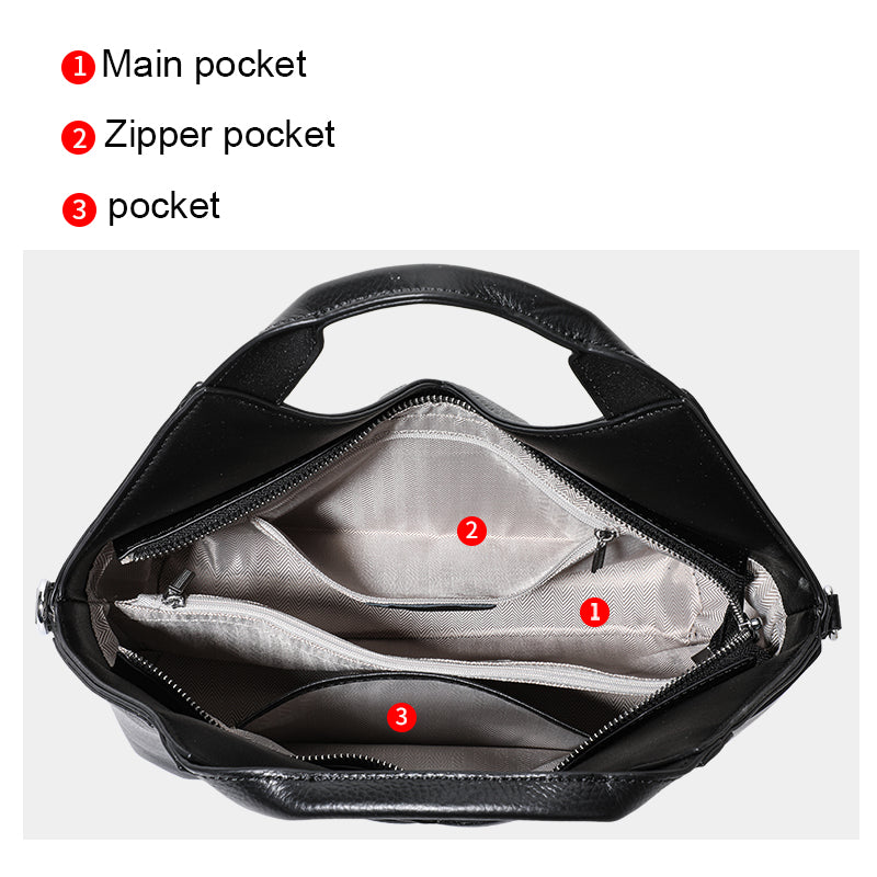 Genuine Cowhide Womens Handheld Tote Bag,Pebbled Diamond Woven Shoulder Purse,Black Large Capacity Business Commute Handbag