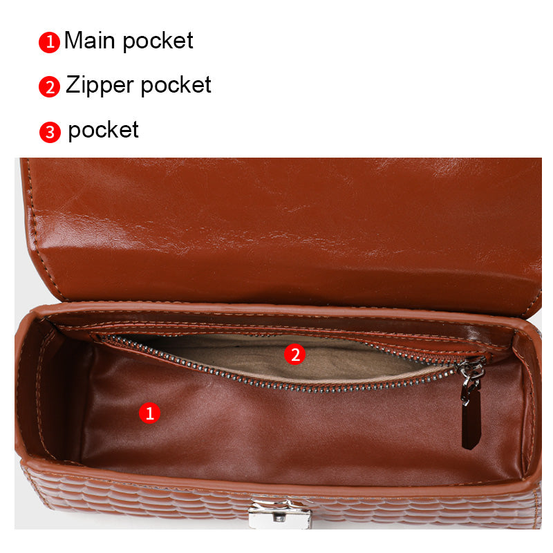 Genuine Cowhide Womens Handbag,Glossy Crocodile Embossed Mini Box Bag,Flip Lock Detachable Strap Crossbody Purse