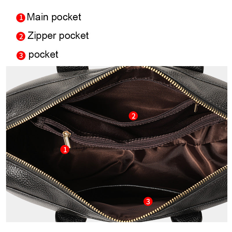 Genuine Cowhide,Pebble Grain,Horizontal Zip Handbag,Women Detachable Strap Bag,Hand Carry,Cross Shoulder Carry,Office Commute,Daily Travel