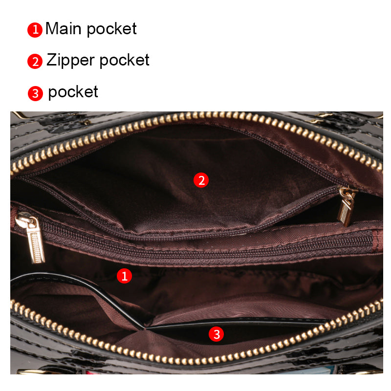 Genuine Cowhide,Glossy Floral Crocodile Grain,Cylinder Handheld Bag,Art Floral Women Convertible Bag,Hand Carry,Cross Shoulder Carry,Daily Commute,Party Travel