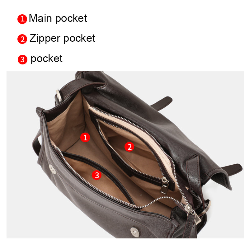 Top Layer Cowhide Women Shoulder Bag,Pebbled Flap Envelope Crossbody Messenger Bag Multi Pocket Adjustable Strap
