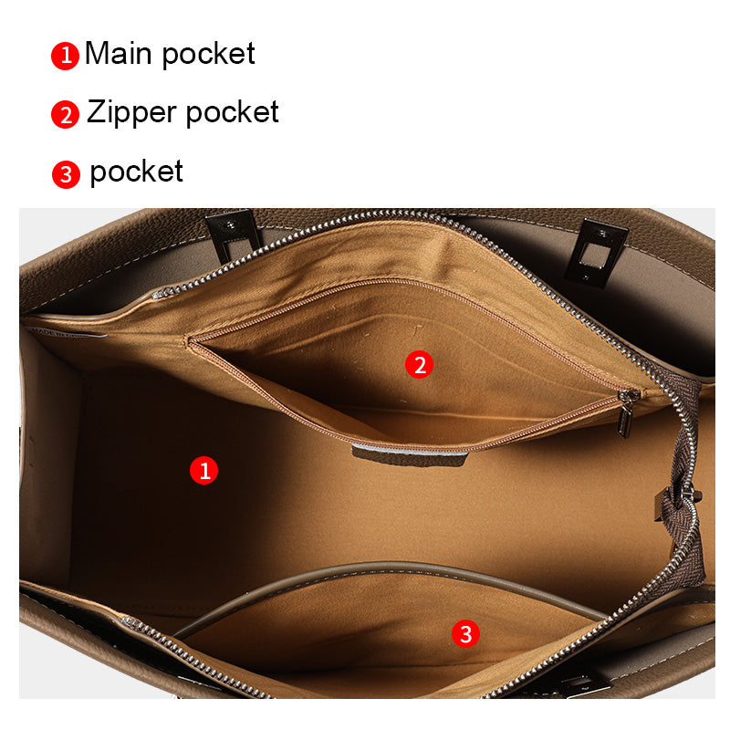 Genuine Cowhide,Pebble Grain,Square Business Tote Bag,Women Detachable Strap Bag,Hand Carry,Cross Shoulder Carry,Business Work,Daily Commute