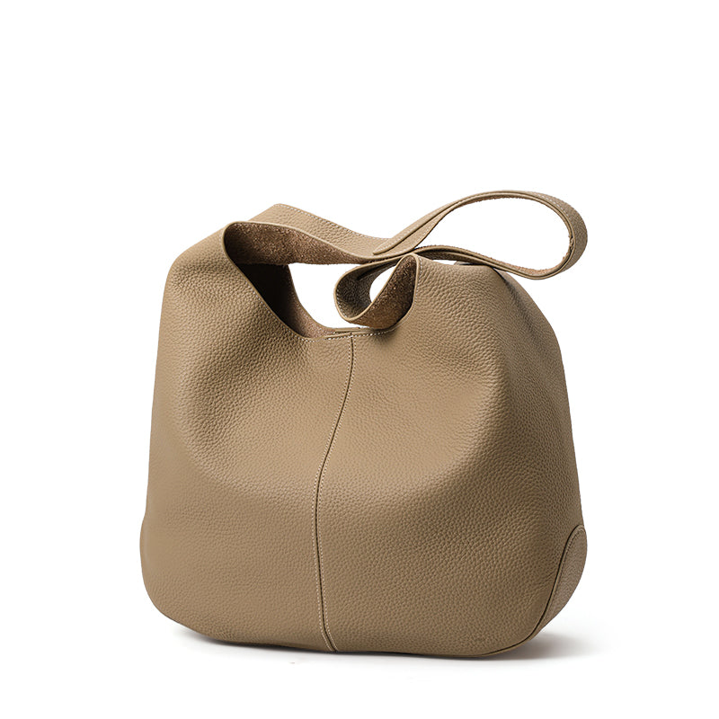 Genuine Cowhide Womens Hobo Tote Bag,Pebbled Grain Combo Shoulder Purse,Large Capacity Commute Mother Daughter Handbag